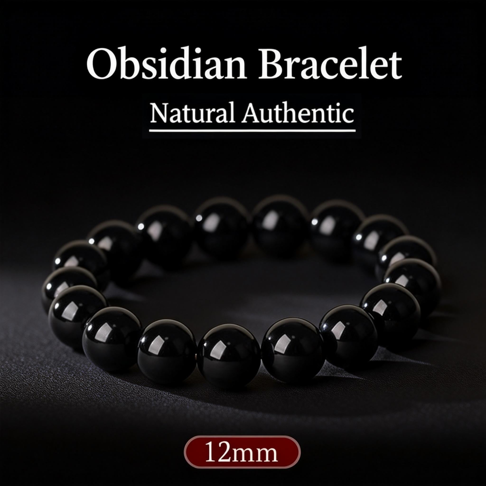 7.83Hz Schumann Black Obsidian Bracelet | Daoist Thunder Rite Blessed，Transmute Negative Energy into Protective Force Field （Comes with an appraisal certificate）