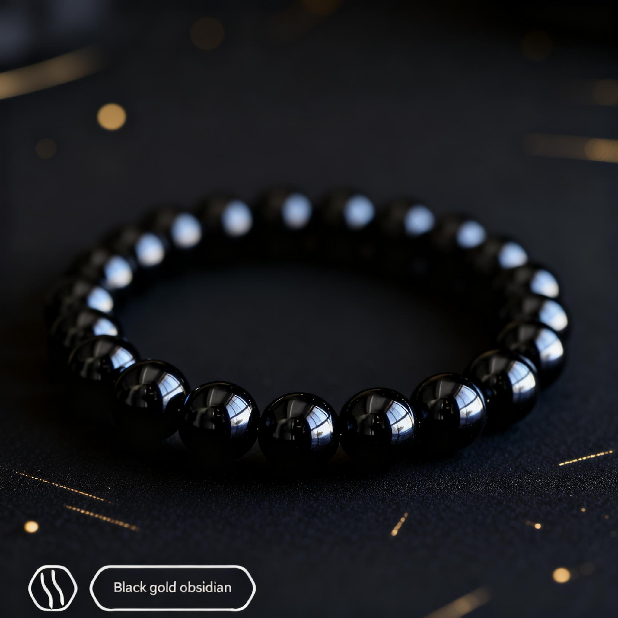 7.83Hz Schumann Black Obsidian Bracelet | Daoist Thunder Rite Blessed，Transmute Negative Energy into Protective Force Field （Comes with an appraisal certificate）