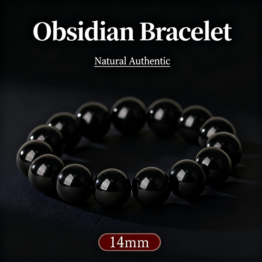 7.83Hz Schumann Black Obsidian Bracelet | Daoist Thunder Rite Blessed，Transmute Negative Energy into Protective Force Field （Comes with an appraisal certificate）