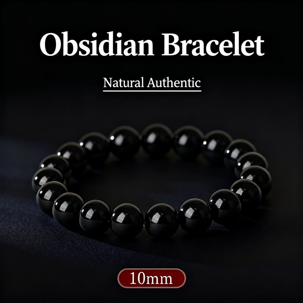 7.83Hz Schumann Black Obsidian Bracelet | Daoist Thunder Rite Blessed，Transmute Negative Energy into Protective Force Field （Comes with an appraisal certificate）