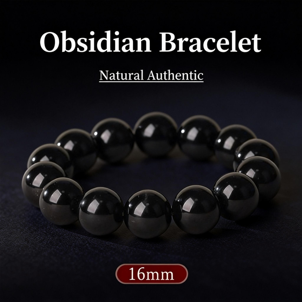 7.83Hz Schumann Black Obsidian Bracelet | Daoist Thunder Rite Blessed，Transmute Negative Energy into Protective Force Field （Comes with an appraisal certificate）