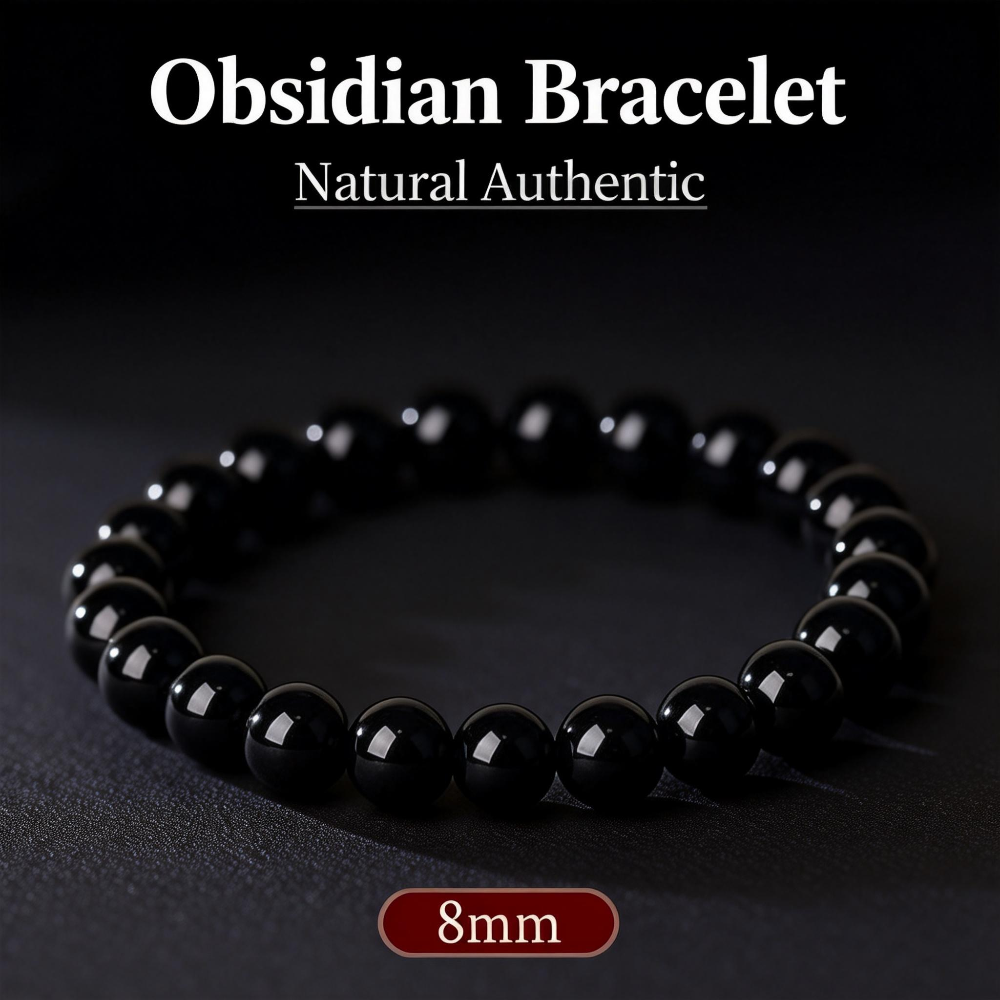 7.83Hz Schumann Black Obsidian Bracelet | Daoist Thunder Rite Blessed，Transmute Negative Energy into Protective Force Field （Comes with an appraisal certificate）